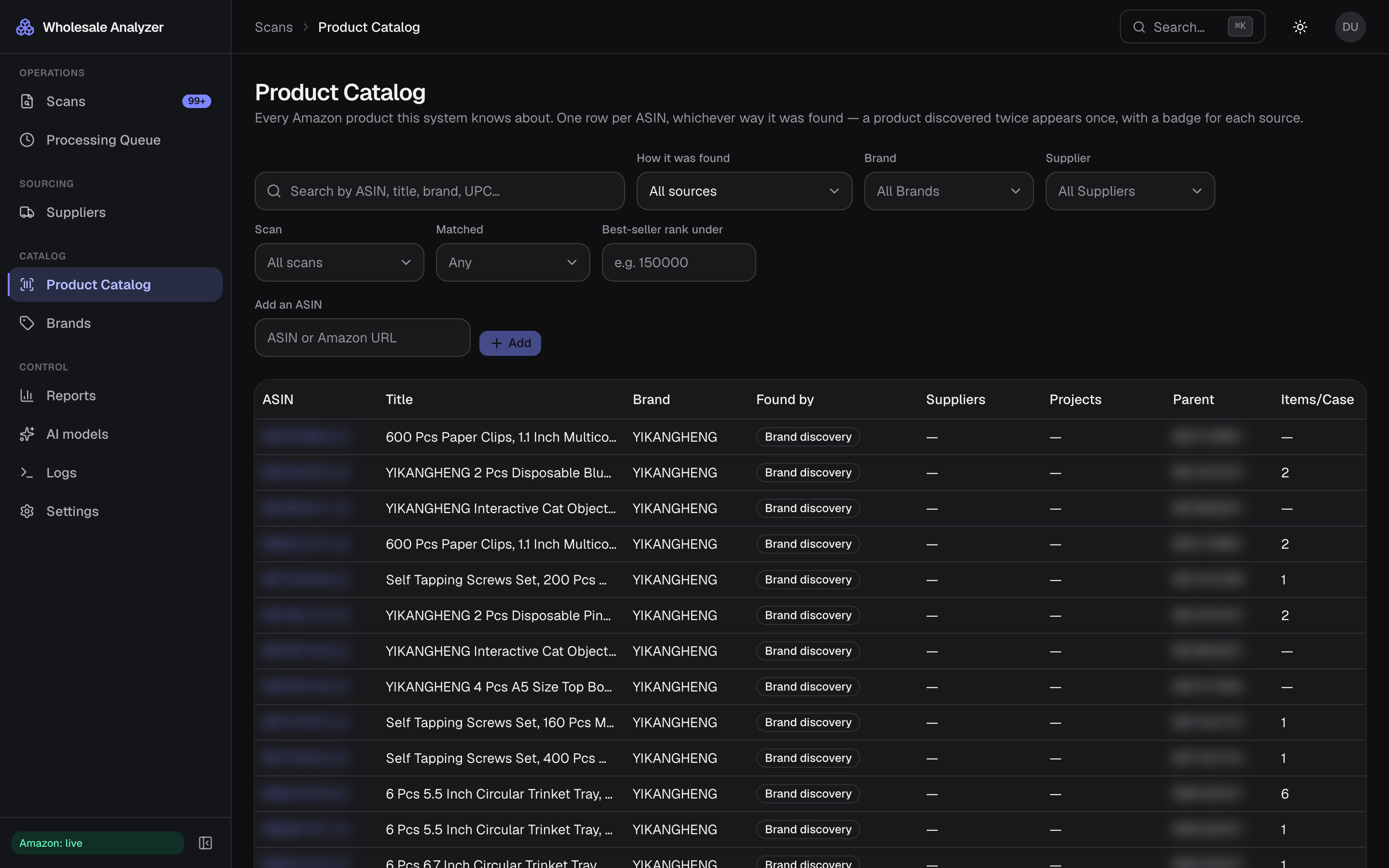 The shared Amazon product catalog the discovery engine keeps growing